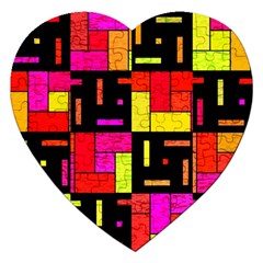 Squares And Rectangles Jigsaw Puzzle (heart) by LalyLauraFLM