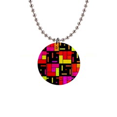 Squares And Rectangles 1  Button Necklace by LalyLauraFLM