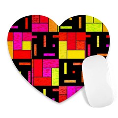 Squares And Rectangles Heart Mousepad by LalyLauraFLM