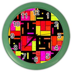 Squares And Rectangles Color Wall Clock by LalyLauraFLM