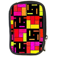 Squares And Rectangles Compact Camera Leather Case by LalyLauraFLM