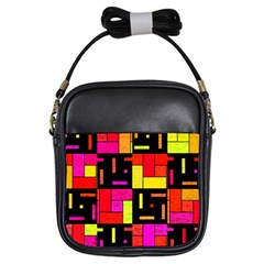 Squares And Rectangles Girls Sling Bag by LalyLauraFLM