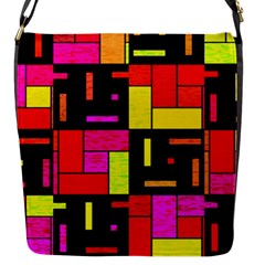 Squares And Rectangles Flap Closure Messenger Bag (small)