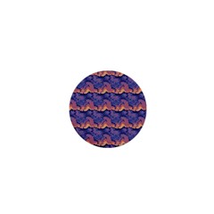 Pink Blue Waves Pattern 1  Mini Button