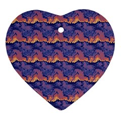 Pink Blue Waves Pattern Ornament (heart) by LalyLauraFLM