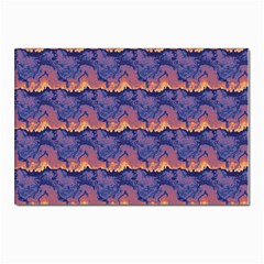 Pink Blue Waves Pattern Postcard 4 x 6  (pkg Of 10) by LalyLauraFLM