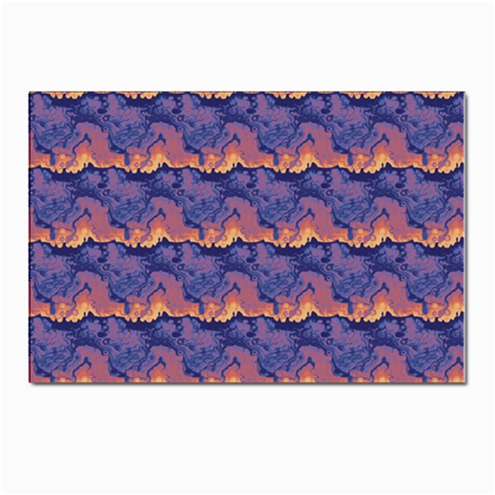 Pink blue waves pattern Postcards 5  x 7  (Pkg of 10)