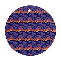 Pink Blue Waves Pattern Round Ornament (two Sides) by LalyLauraFLM