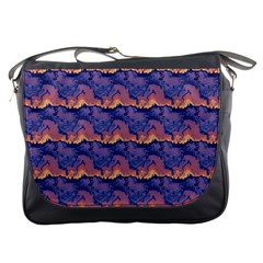 Pink Blue Waves Pattern Messenger Bag by LalyLauraFLM