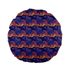 Pink Blue Waves Pattern 15  Premium Round Cushion 