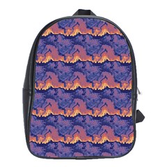 Pink Blue Waves Pattern School Bag (xl)