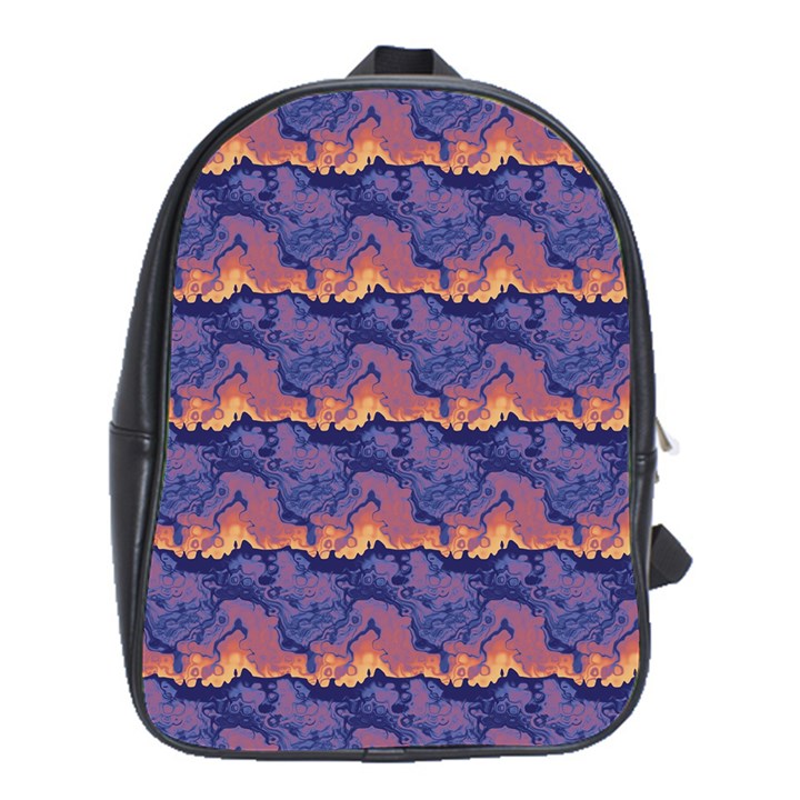 Pink blue waves pattern School Bag (XL)