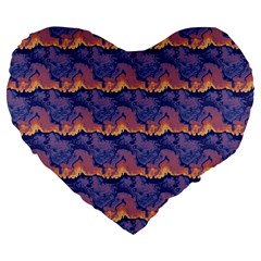 Pink Blue Waves Pattern 19  Premium Heart Shape Cushion