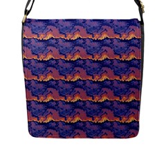 Pink Blue Waves Pattern Flap Closure Messenger Bag (large)