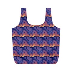 Pink Blue Waves Pattern Full Print Recycle Bag (m)