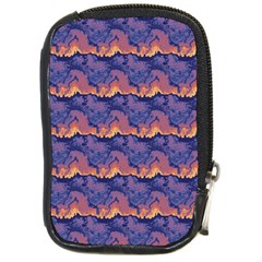 Pink Blue Waves Pattern Compact Camera Leather Case