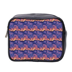 Pink Blue Waves Pattern Mini Toiletries Bag (two Sides)