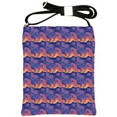 Pink Blue Waves Pattern Shoulder Sling Bag by LalyLauraFLM