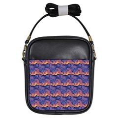 Pink Blue Waves Pattern Girls Sling Bag