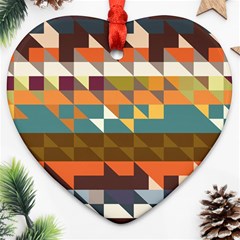 Shapes In Retro Colors Ornament (heart) by LalyLauraFLM