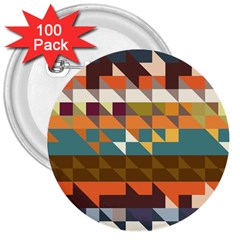 Shapes In Retro Colors 3  Button (100 Pack) by LalyLauraFLM