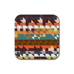 Shapes In Retro Colors Rubber Coaster (square)