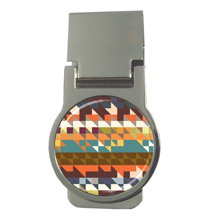 Shapes in retro colors Money Clip (Round)