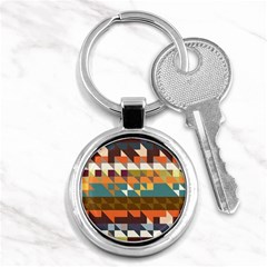 Shapes In Retro Colors Key Chain (round)