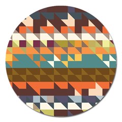 Shapes In Retro Colors Magnet 5  (round) by LalyLauraFLM