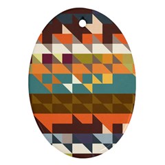 Shapes In Retro Colors Oval Ornament (two Sides) by LalyLauraFLM