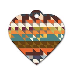 Shapes In Retro Colors Dog Tag Heart (two Sides)