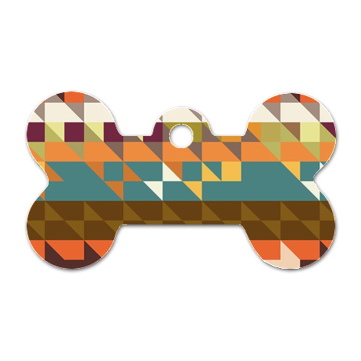 Shapes in retro colors Dog Tag Bone (Two Sides)