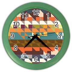 Shapes In Retro Colors Color Wall Clock by LalyLauraFLM