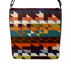 Shapes In Retro Colors Flap Closure Messenger Bag (large) by LalyLauraFLM