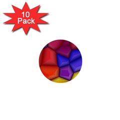 3d Colorful Shapes 1  Mini Button (10 Pack) 