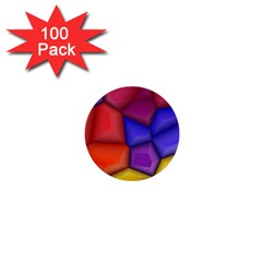 3d Colorful Shapes 1  Mini Button (100 Pack) 