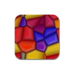 3d Colorful Shapes Rubber Square Coaster (4 Pack) by LalyLauraFLM