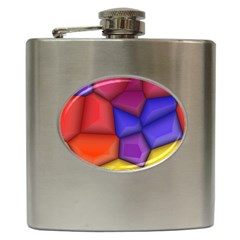 3d Colorful Shapes Hip Flask (6 Oz)