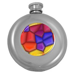 3d Colorful Shapes Hip Flask (5 Oz)