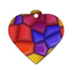 3d Colorful Shapes Dog Tag Heart (two Sides)