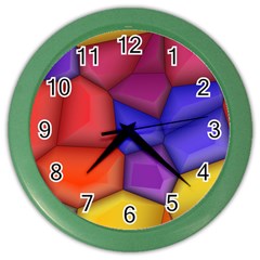 3d Colorful Shapes Color Wall Clock