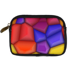 3d Colorful Shapes Digital Camera Leather Case