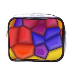 3d Colorful Shapes Mini Toiletries Bag (one Side)