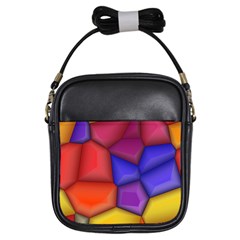 3d Colorful Shapes Girls Sling Bag