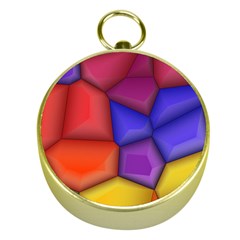 3d Colorful Shapes Gold Compass by LalyLauraFLM