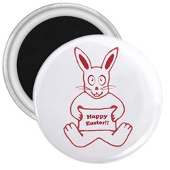 Cute Bunny With Banner Drawing 3  Button Magnet by dflcprints