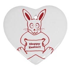 Cute Bunny With Banner Drawing Heart Ornament by dflcprints