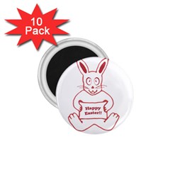 Cute Bunny With Banner Drawing 1 75  Button Magnet (10 Pack)