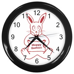 Cute Bunny With Banner Drawing Wall Clock (black)