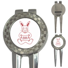 Cute Bunny With Banner Drawing Golf Pitchfork & Ball Marker by dflcprints